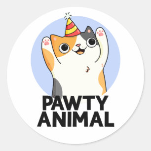 Adesivo Redondo Pawy Animal Cute Party Cat Pun