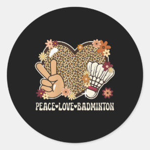 Adesivo Redondo Paz Amor Amante de Badminton Estampa de Leopardo G