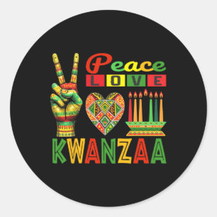 Adesivo Redondo Paz Amor Arte Cultural Patrimônio Africano Kwanzaa