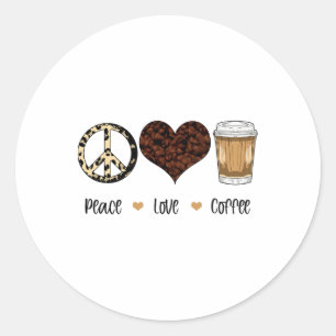 Adesivo Redondo Paz Amor Café outono Fall Season Ação de Graças