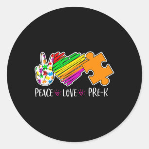 Adesivo Redondo Paz Amor Consciência Pré-K Autismo - 100 dias inte