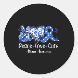 Adesivo Redondo Paz Amor Cura Azul Fita Ataxia Consciência