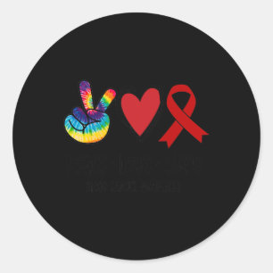 Adesivo Redondo Paz Amor Cura Cancer Sensibilização Squ