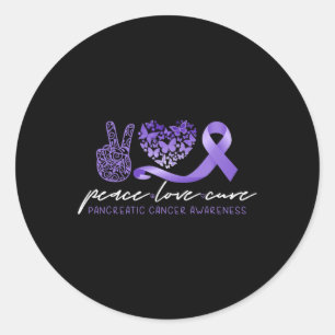 Adesivo Redondo Paz Amor Cura Consciência do Câncer de pâncreas 1