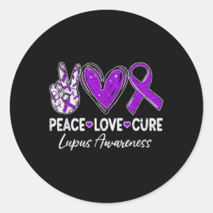 Adesivo Redondo Paz Amor Cura Consciência Lupus Guerreiro Roxo