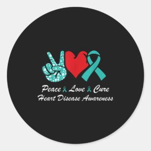 Adesivo Redondo Paz Amor Cura Conscientização Doenças Cardíacas Ch