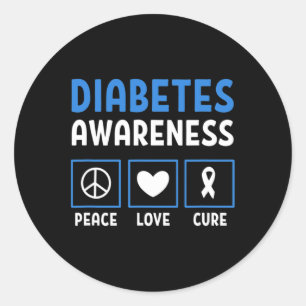 Adesivo Redondo Paz Amor Cura Diabetes Consciência 3