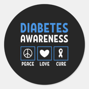 Adesivo Redondo Paz Amor Cura Diabetes Consciência 3