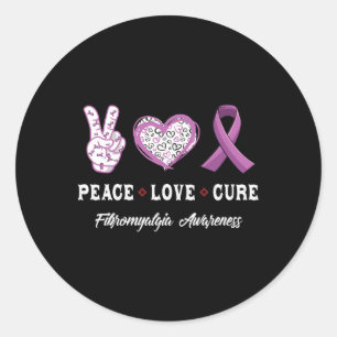 Adesivo Redondo Paz Amor Cura Fibromialgia Homens Conscientes Mulh