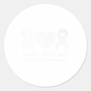 Adesivo Redondo Paz Amor Cura Tumor Cura Mês de Consciência Para O