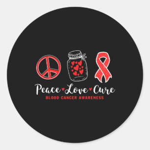 Adesivo Redondo Paz Amor Cure Câncer no Sangue Consciencialização