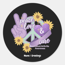 Adesivo Redondo Paz Amor Curto Artrite Reumatoide Sensibilização