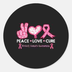 Adesivo Redondo Paz Amor Curto Cancer de Mama Sensibilização para