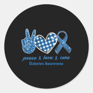 Adesivo Redondo Paz Amor Curto Diabetes Leopardo Sensibilização Su