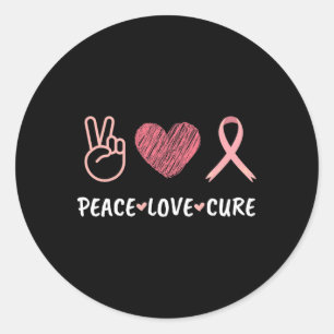 Adesivo Redondo Paz Amor Curto Sensibilização do Cancer