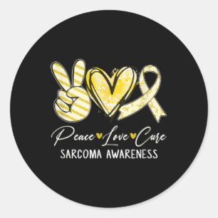 Adesivo Redondo Paz Amor Curva Fita Amarela Fita Sarcoma Consciênc