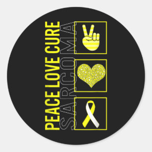 Adesivo Redondo Paz Amor Curva Sarcoma Sensibilização para o Cance