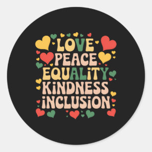 Adesivo Redondo Paz Amor Diversidade Inclusão História Negra Mês