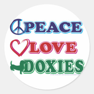 Adesivo Redondo Paz-Amor-Doxies- Dachsund