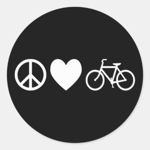 Adesivo Redondo Paz Amor e Bicicletas