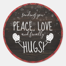 Adesivo Redondo Paz, Amor e Finalmente Abraços! Natal russo 2021