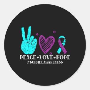 Adesivo Redondo Paz Amor Esperança Feliz Prevenção Conscientização