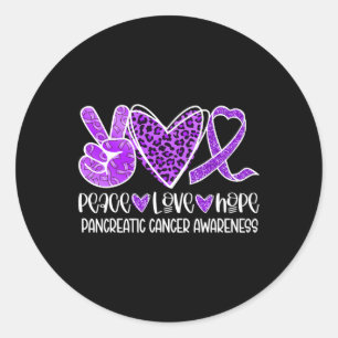 Adesivo Redondo Paz Amor Esperança Leopardo Câncer de pâncreas A