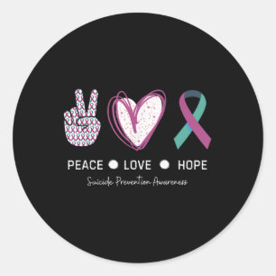 Adesivo Redondo Paz Amor Esperança Prevenção Suicida 2024