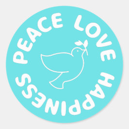 ADESIVO REDONDO PAZ AMOR FELICIDADE STICKER REDONDO CLÁSSICO