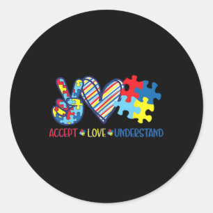 Adesivo Redondo Paz Amor Fita Autismo Atenção Aceitar Amor