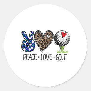 Adesivo Redondo Paz Amor Golfe Leopardo Divertido Coração Amantes