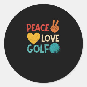 Adesivo Redondo Paz Amor Golfe Soa Golfe Engraçado Fã Golf
