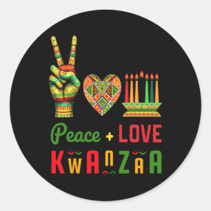 Adesivo Redondo Paz Amor Kwanzaa Patrimônio Cultural Africano T