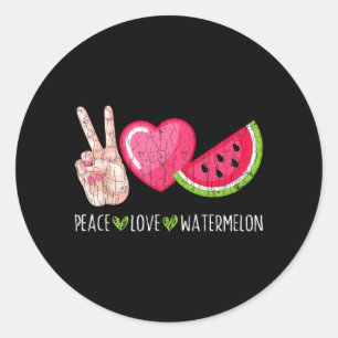Adesivo Redondo Paz Amor Melancia Divertido Verão Amante de Frutas