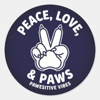 Adesivo Redondo Paz Amor & Patas Vibrações Positivas de Cão Amante