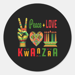 Adesivo Redondo Paz Amor Patrimônio Africano Kwanzaa Arte 1