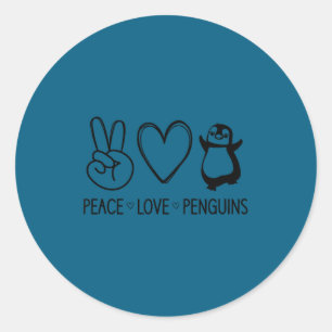 Adesivo Redondo Paz Amor Pinguins, Engraçado, Piadas, Dizendo Sarc