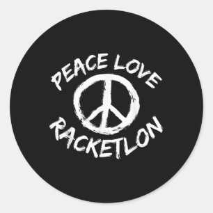 Adesivo Redondo Paz Amor Racketlon Dizia Projeto Racketlon Jogador