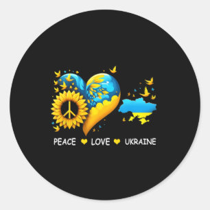 Adesivo Redondo Paz Amor S Ucrânia Sinal de Paz Bandeira do Girass