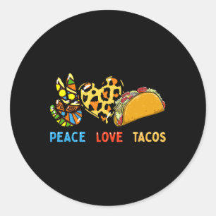 Adesivo Redondo Paz Amor Tacos Cute Taco Terça-feira Comida Mexica
