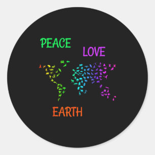 Adesivo Redondo Paz Amor Terra Planeta Verde Natureza Proteger Ter