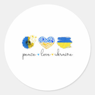 Adesivo Redondo Paz Amor Ucrânia Cores da Bandeira Ucraniana Ucrân