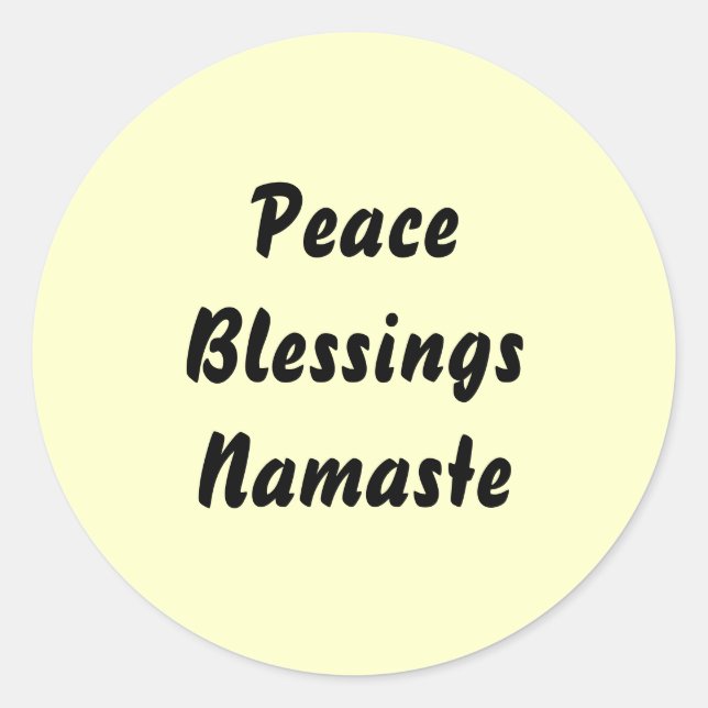 Adesivo Redondo Paz, Bênçãos, Namaste. (Frente)