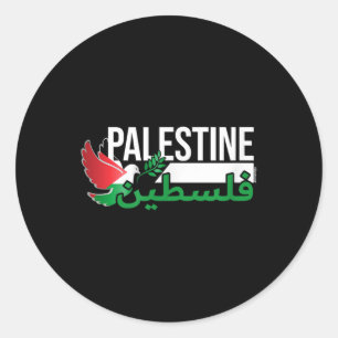 Adesivo Redondo Paz Com Bandeira Palestina - Apelo À Paz