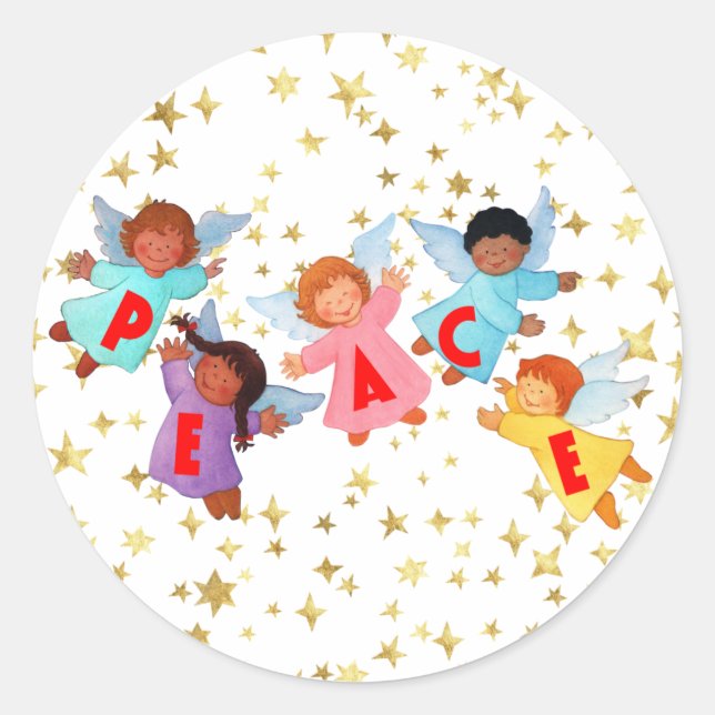 Adesivo Redondo Paz com os Anjos (Frente)