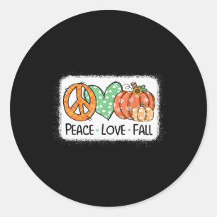 Adesivo Redondo Paz e Amor e Abaixar Abóbora Autópsia Queda Feliz