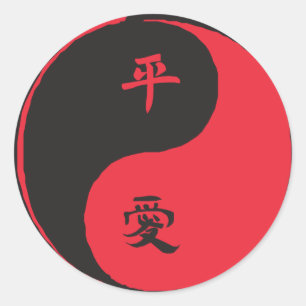Adesivo Redondo Paz e amor Yinyang