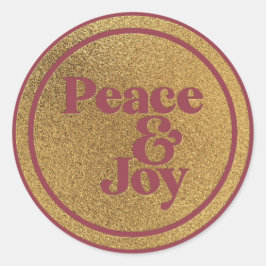 Adesivo Redondo Paz e Joy Dourado e Borgonha