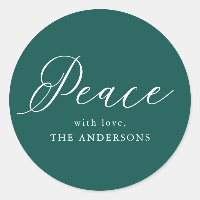 Adesivo Redondo Paz Elegante | Feriado Verde de Spruce (Frente)