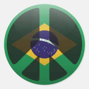 Adesivo Redondo Paz em Brasil